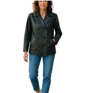 Paradox Vintage Genuine Leather Double Breasted Jacket Black Women’s L
